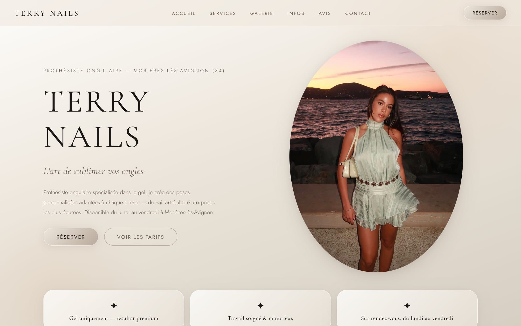 Page d'accueil du site Terry Nails